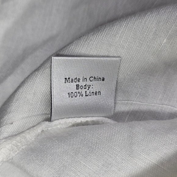 Toofan Linen Shirt Women M White Linen 3/4 Sleeve Raw Hem Pocket Boho Minimalist - Picture 9 of 10